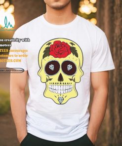 Yellow Sugar Skull Diamond and Rose T Shirt