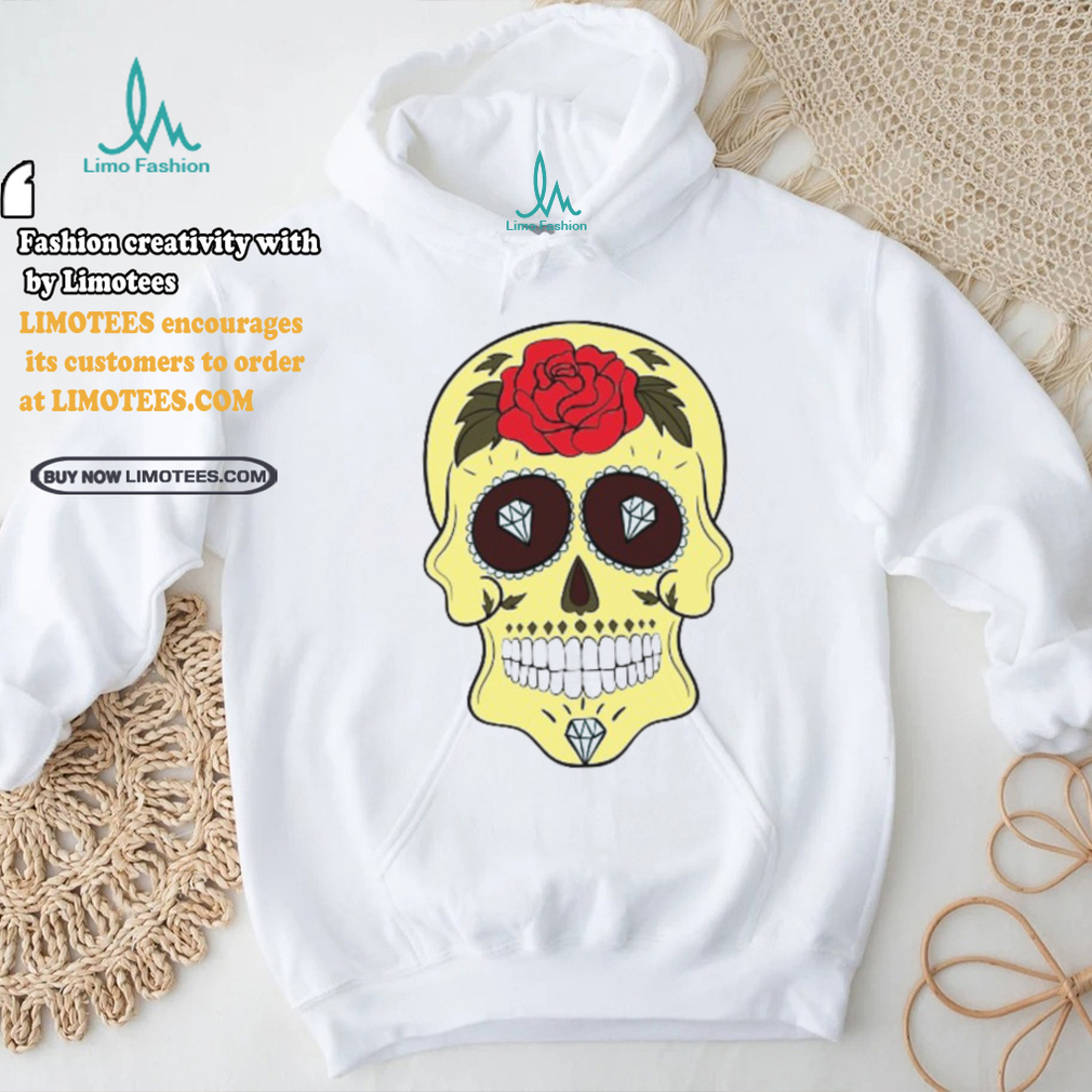 Yellow Sugar Skull Diamond and Rose T Shirt Yellow Sugar Skull Diamond and Rose T Shirt