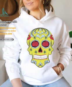 Yellow Sugar Skull With Flowers and Rose T Shirt, hoodie, sweater, long sleeve and tank top Yellow Sugar Skull With Flowers and Rose T Shirt
