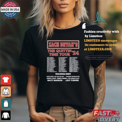 Zach Bryan’s the Quittin Time Tour 2024 Schedule Shirt
