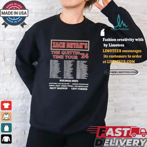 Zach Bryan’s the Quittin Time Tour 2024 Schedule Shirt