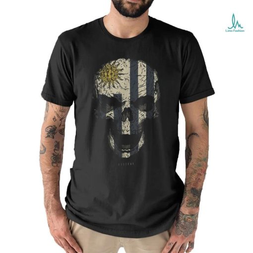 skull with uruguay flag skeleton uruguayan roots t shirt
