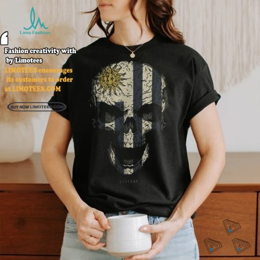 skull with uruguay flag skeleton uruguayan roots t shirt