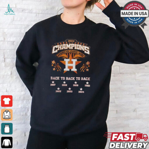 2024 Champions American League West Back To Back To Back 2017 2024 Houston Astros MLB Shirt