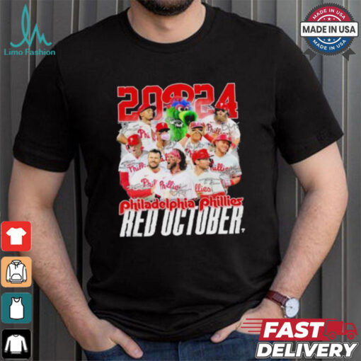 2024 Philadelphia Phillies Red October Team Signatures Shirt