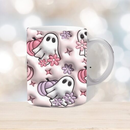 3D Floral Ghost Inflated Mug Wrap
