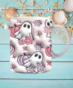 3D Floral Ghost Inflated Mug Wrap