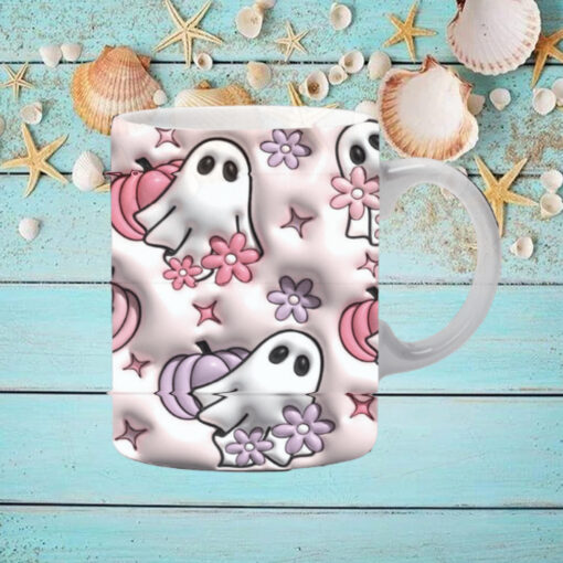3D Floral Ghost Inflated Mug Wrap