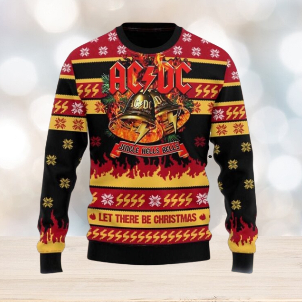 ACDC Jingle Hells Bells Let There Be Christmas With Flames Pattern Knitted 2024 Christmas Ugly Sweater ACDC Jingle Hells Bells Let There Be Christmas With Flames Pattern Knitted 2024 Christmas Ugly Sweater
