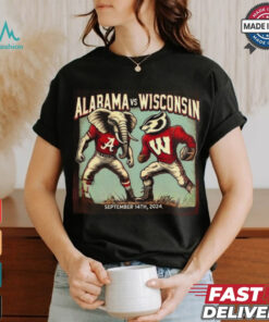 Alabama Crimson Tide Vs Wisconsin Badgers Football Showdown Mascot Retro 60s Comic Style September 14th 2024 T shirt