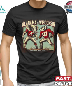Alabama Crimson Tide Vs Wisconsin Badgers Football Showdown Mascot Retro 60s Comic Style September 14th 2024 T shirt