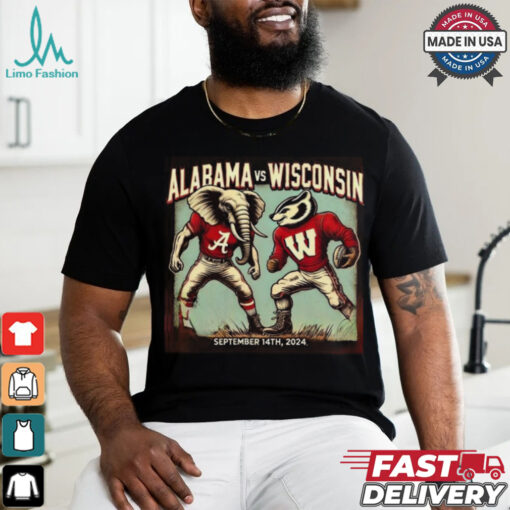 Alabama Crimson Tide Vs Wisconsin Badgers Football Showdown Mascot Retro 60s Comic Style September 14th 2024 T shirt