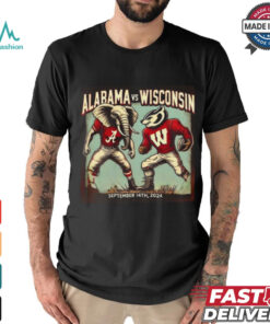 Alabama Crimson Tide Vs Wisconsin Badgers Football Showdown Mascot Retro 60s Comic Style September 14th 2024 T shirt