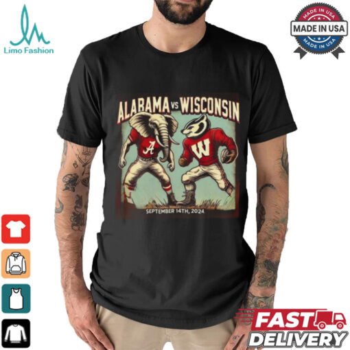 Alabama Crimson Tide Vs Wisconsin Badgers Football Showdown Mascot Retro 60s Comic Style September 14th 2024 T shirt