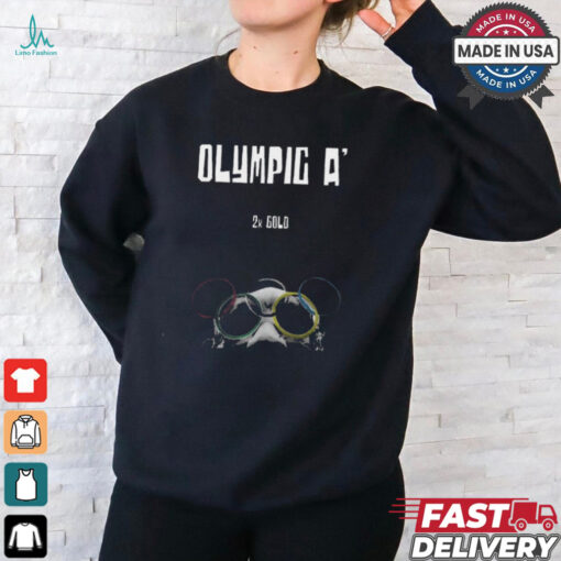 Alysha Clark Wearing Olympic A 2X Gold t shirt