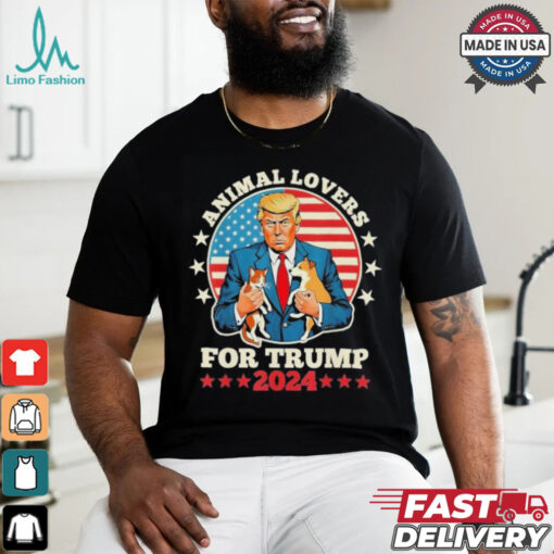 Animal Lovers For Trump 2024 Cat And Dog Debate Shirt
