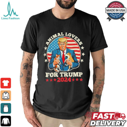 Animal Lovers For Trump 2024 Cat And Dog Debate Shirt