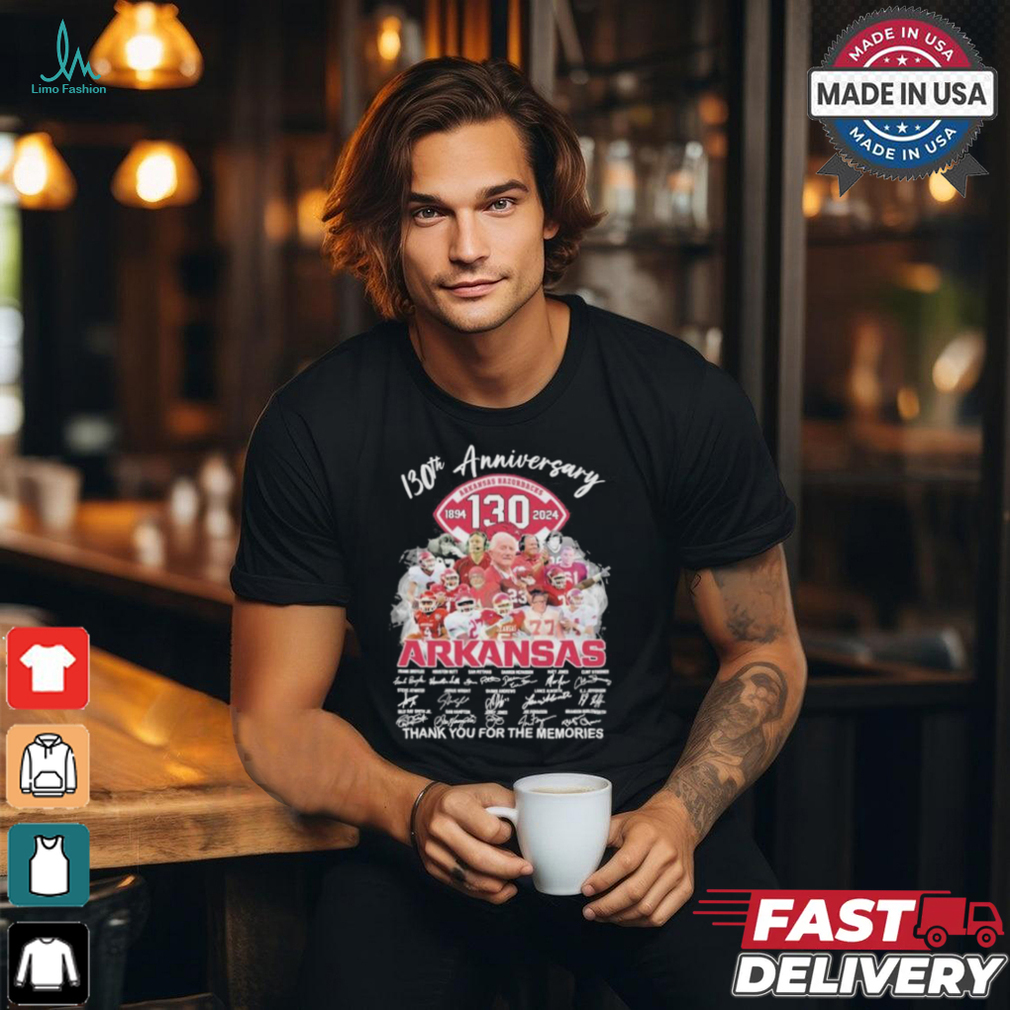 Arkansas Razorbacks 130th Anniversary 1894 2024 Thank You For The Memories Signatures Shirt Arkansas Razorbacks 130th Anniversary 1894 2024 Thank You For The Memories Signatures Shirt