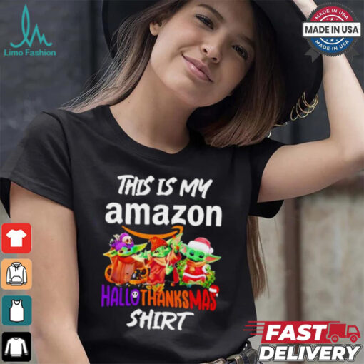 Baby Yoda Amazon This Is My Hallothanksmas Shirt