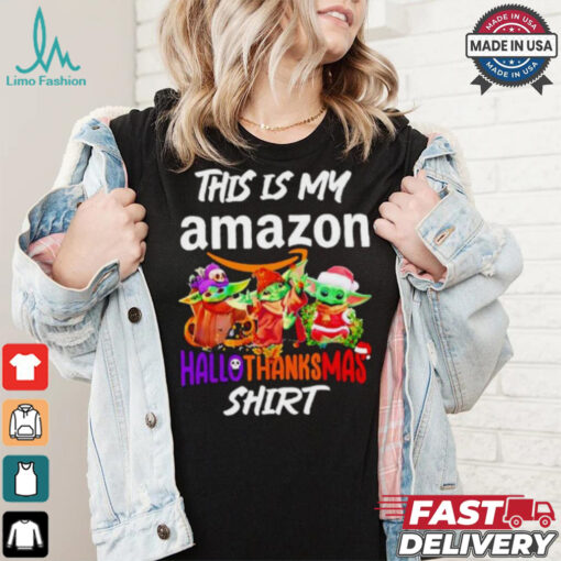 Baby Yoda Amazon This Is My Hallothanksmas Shirt