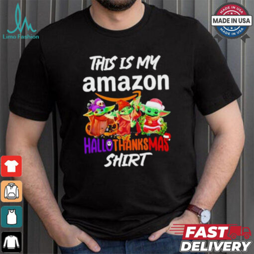 Baby Yoda Amazon This Is My Hallothanksmas Shirt