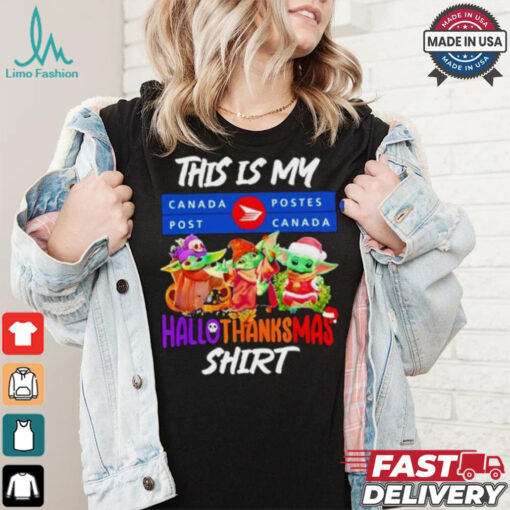 Baby Yoda Canada Post This Is My Hallothanksmas Shirt