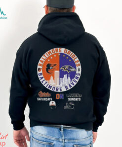 Baltimore Orioles Saturdays On Baltimore Ravens Sundays Logo T shirt
