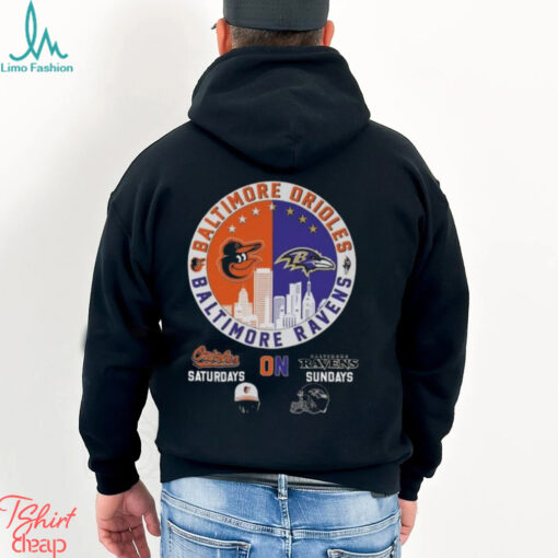 Baltimore Orioles Saturdays On Baltimore Ravens Sundays Logo T shirt