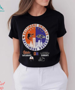 Baltimore Orioles Saturdays On Baltimore Ravens Sundays Logo T shirt