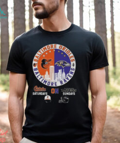 Baltimore Orioles Saturdays On Baltimore Ravens Sundays Logo T shirt
