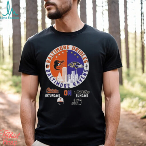 Baltimore Orioles Saturdays On Baltimore Ravens Sundays Logo T shirt