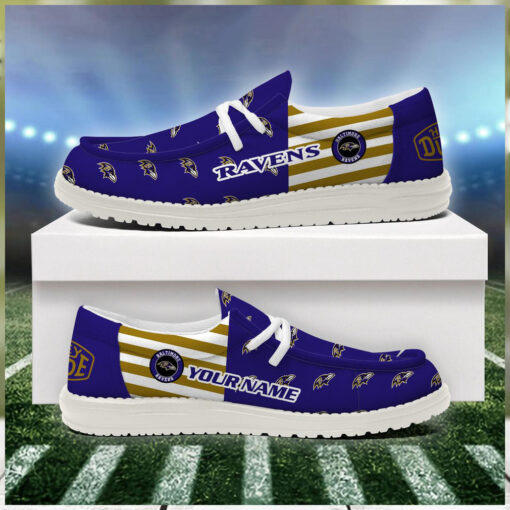 Baltimore Ravens 2024 Version Personalized Hey Dude Shoes