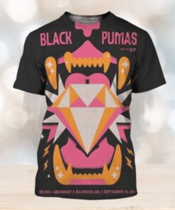 Black Pumas With The DIP Gig Poster For Richmond VA At Music At Maymont On September 16 2024 Diamond Lightening Artwork All Over Print Shirt