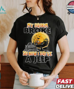 Black cat my broom broke so now I drive a jeep Halloween 2024 Shirt