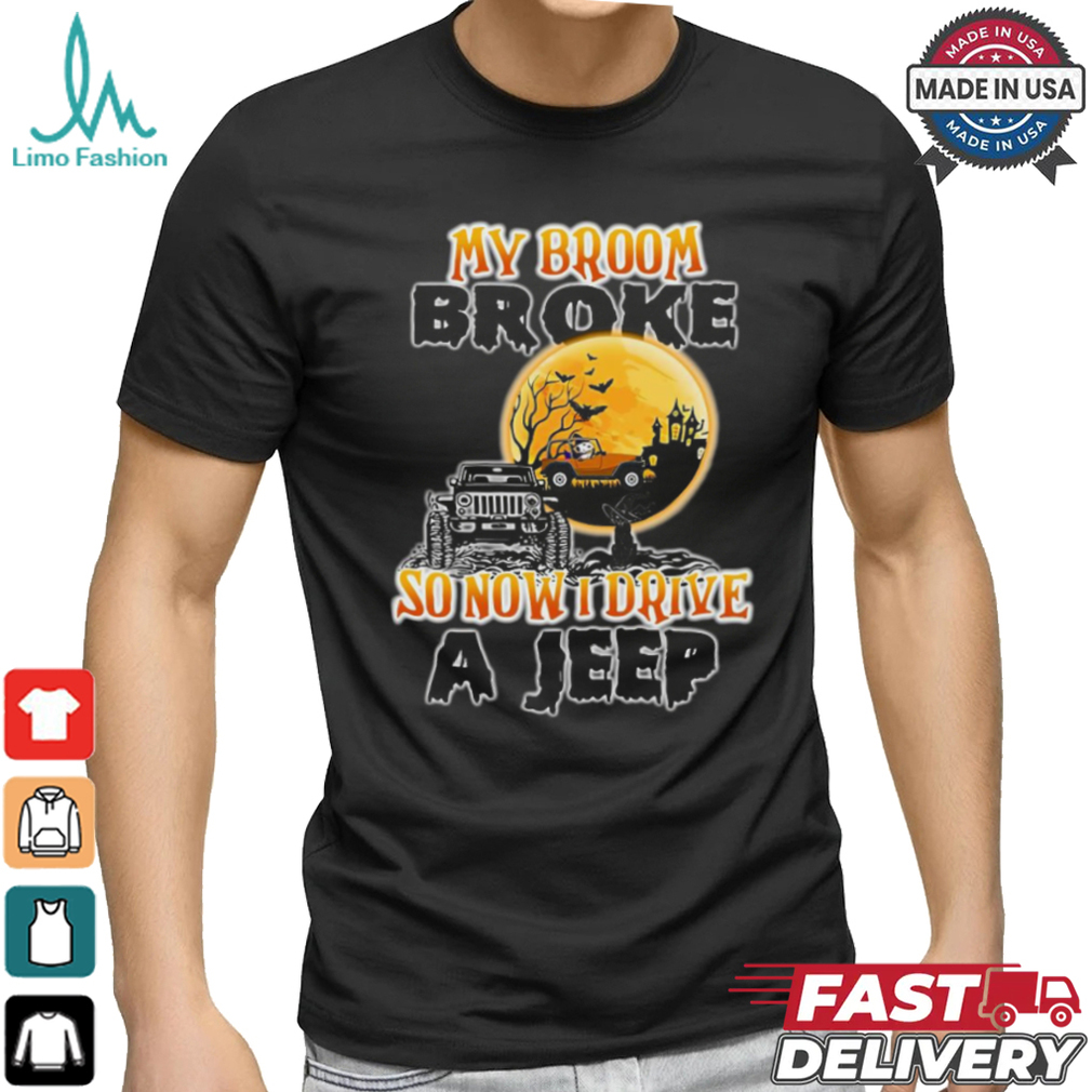 Black cat my broom broke so now I drive a jeep Halloween 2024 Shirt Black cat my broom broke so now I drive a jeep Halloween 2024 Shirt