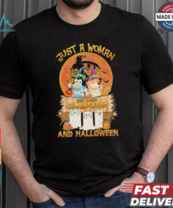 Bluey Just A Woman Who Loves Collingwood Magpies And Halloween Shirt