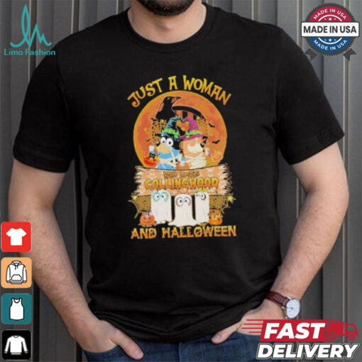 Bluey Just A Woman Who Loves Collingwood Magpies And Halloween Shirt