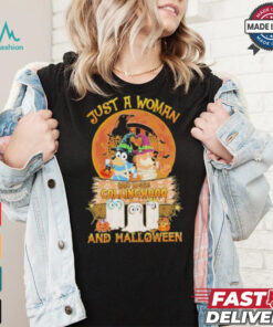 Bluey Just A Woman Who Loves Collingwood Magpies And Halloween Shirt