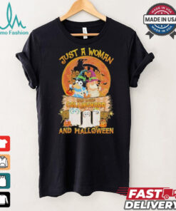 Bluey Just A Woman Who Loves Collingwood Magpies And Halloween Shirt