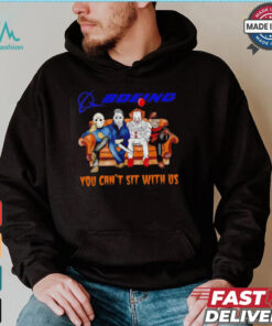 Boeing you can’t sit with us Voorhees Myers Pennywise and Krueger Halloween shirt