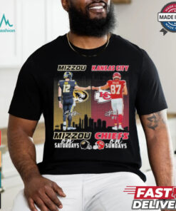 Brady Cook Mizzou Tigers On Saturdays and Travis Kelce Kansas City Chiefs On Sundays Signatures Shirt
