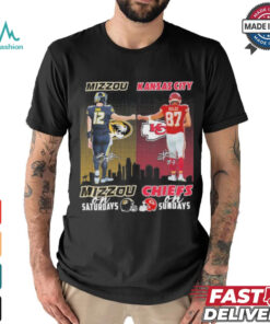 Brady Cook Mizzou Tigers On Saturdays and Travis Kelce Kansas City Chiefs On Sundays Signatures Shirt