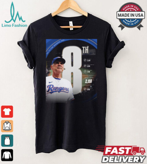 Bruce Bochy 2,159 Texas Rangers MLB All time Managerial wins shirt