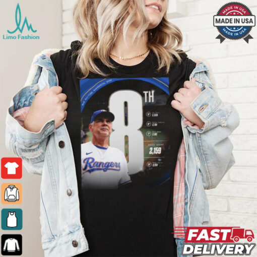 Bruce Bochy 2,159 Texas Rangers MLB All time Managerial wins shirt