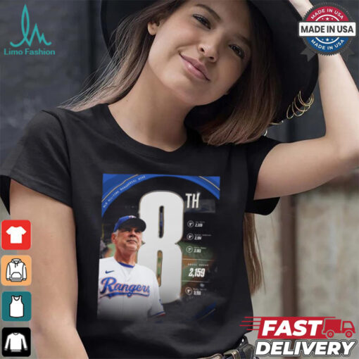 Bruce Bochy 2,159 Texas Rangers MLB All time Managerial wins shirt