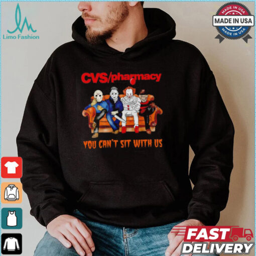 CVS pharmacy you can’t sit with us Voorhees Myers Pennywise and Krueger Halloween shirt