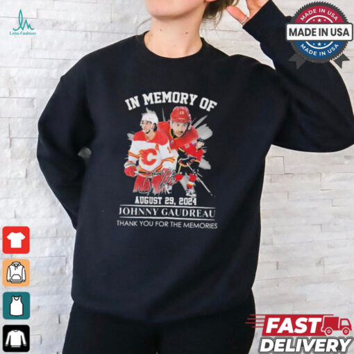 Calgary Flames In Memory Of Johnny Gaudreau August 29, 2024 Thank You For The Memories Signature Shirt