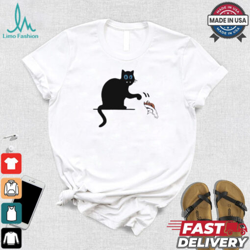 Carolina Panthers black cat push Denver Broncos logo shirt