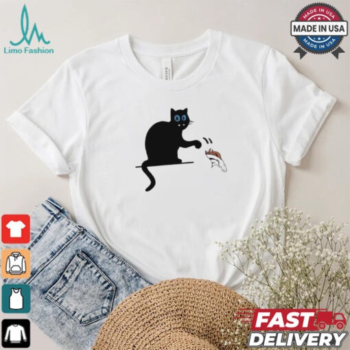 Carolina Panthers black cat push Denver Broncos logo shirt