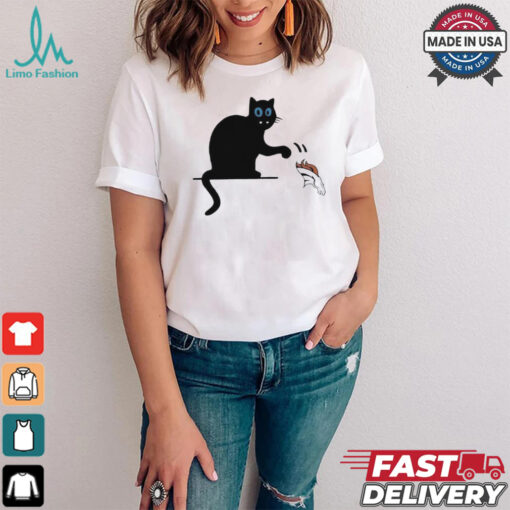 Carolina Panthers black cat push Denver Broncos logo shirt